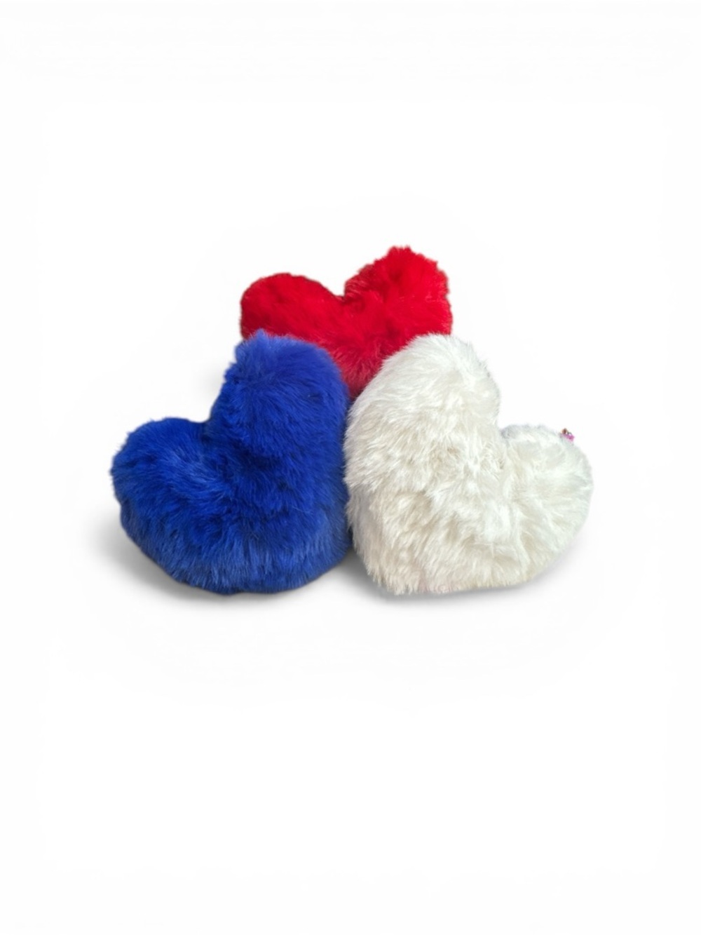 Plush Heart Key & Card Holder - Blue, Red, White